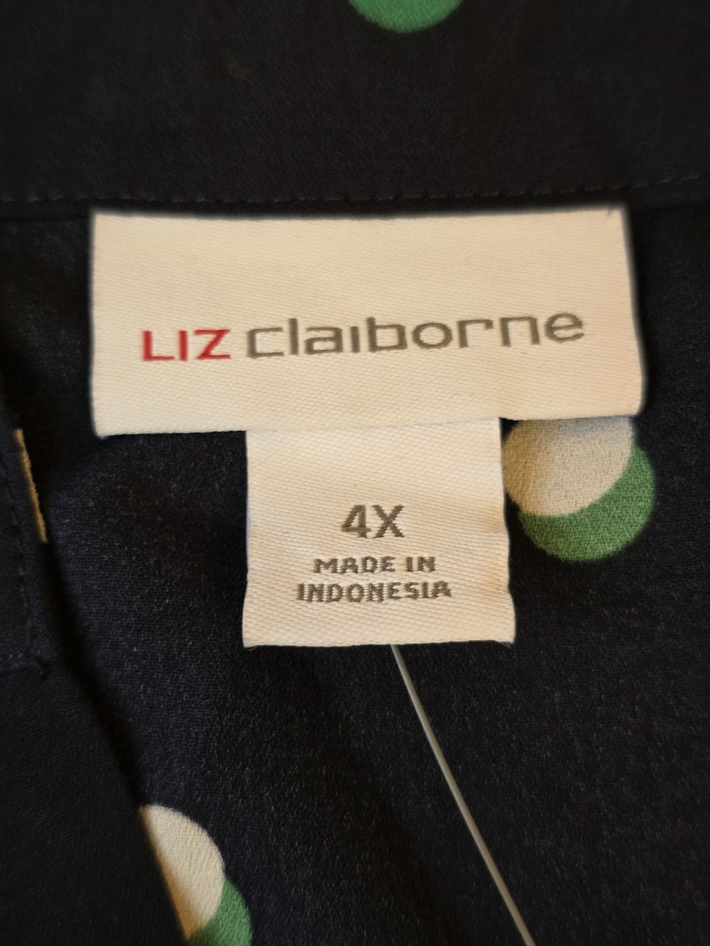 Liz Claiborne Navy Polka Dot Flutter Sleeve Blouse Plus Size 4X NWT Relaxed Fit - Picture 5 of 6